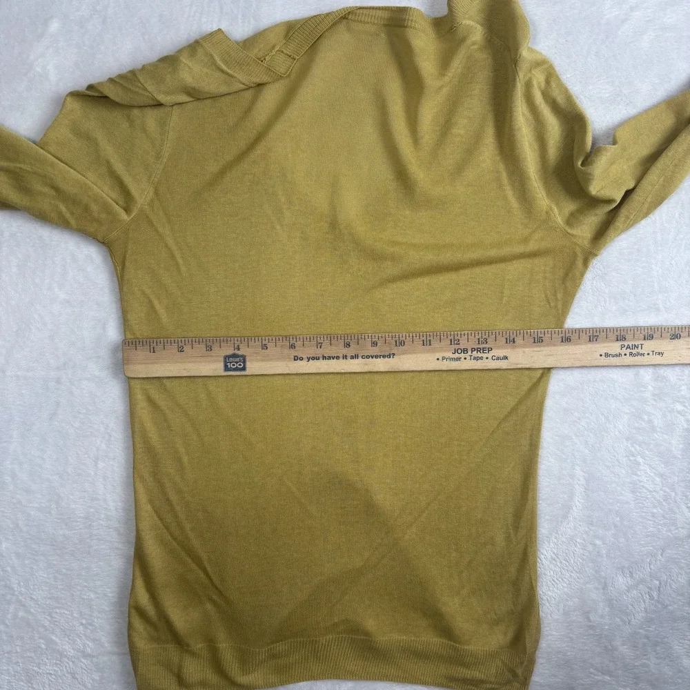 Y2K J.Crew Yellow Long Sleeve V-Neck Silk Blouse Women's Size Medium‎ Hole